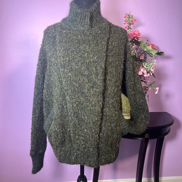 Isabel Marant Etoile - No. 1501 - Green Wool Blend Sweater w Zipper - Picture 10 of 11